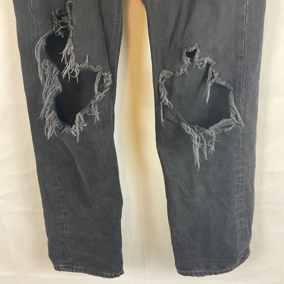 Agolde 90's Jeans 25 Black Distressed Destroyed Button Fly - Picture 4 of 10